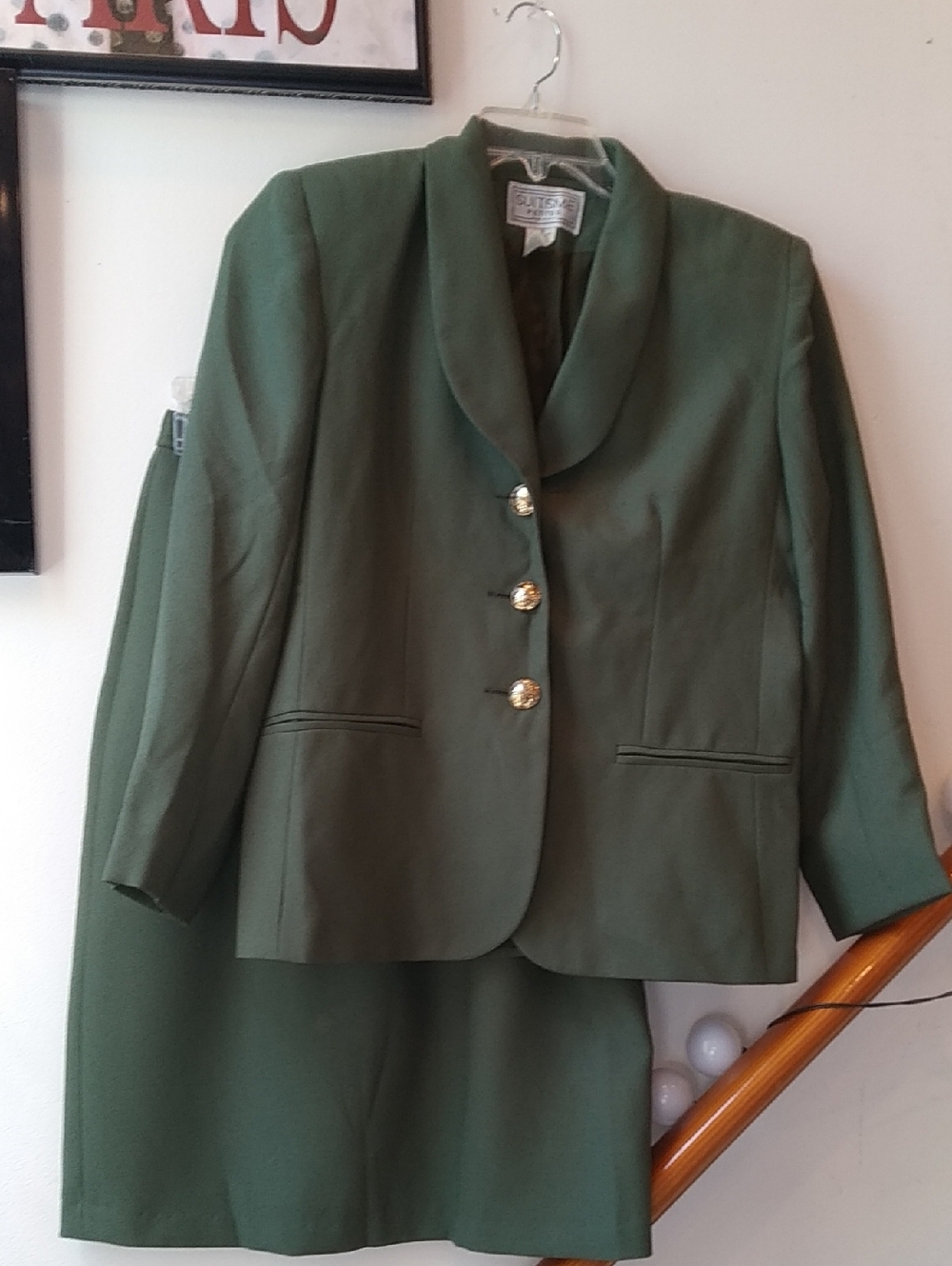 Vintage Olive Green Women's Blazer Jacket - Classic Tailored Style